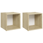 Mobili TV 2pz Bianco Rovere Sonoma 37x35x37cm Legno Multistrato