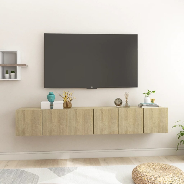 Mobili Porta TV Pensili 3pz Rovere Sonoma 60x30x30 cm