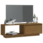 Mobile Porta TV Marrone Ambra 110x30x33,5 cm in Legno di Pino