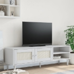 Mobile TV SENJA Aspetto Rattan Bianco 158x40x49 Massello Pino