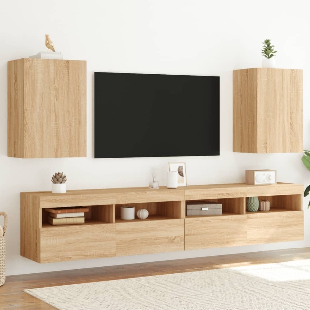 Mobili TV Muro 2pz Rovere Sonoma 40,5x30x60cm Legno Multistrato