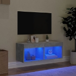 Mobile Porta TV con Luci LED Grigio Cemento 80x30x30 cm