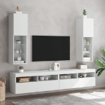 Mobili Porta TV con Luci LED 2 pz Bianchi 30,5x30x102 cm