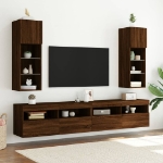 Mobili Porta TV con Luci LED 2 pz Rovere Marrone 30,5x30x90 cm