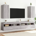 Mobili TV a Parete con Luci LED 2pz Grigio Sonoma 30,5x35x70 cm