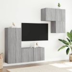 Mobili TV a Muro 4pz Grigio Sonoma in Legno Multistrato