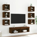 Mobili TV a Muro con LED 8pz Rovere Marrone Legno Multistrato