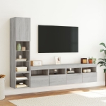 Mobili TV a Muro con LED 4pz Grigio Sonoma in Legno Multistrato