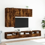 Mobili TV a Muro 5pz Rovere Fumo in Legno Multistrato