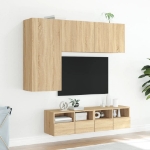 Mobili TV a Muro 4pz Rovere Sonoma in Legno Multistrato