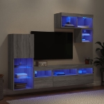 Mobili TV a Muro con LED 6pz Grigio Sonoma Legno Multistrato