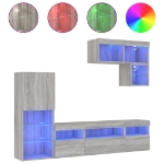 Mobili TV a Muro con LED 6pz Grigio Sonoma Legno Multistrato