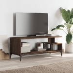 Mobile TV Rovere Marrone 102x40x41cm Legno e Acciaio a Polvere