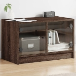 Mobile Porta TV con Ante in Vetro Rovere Marrone 68x37x42 cm