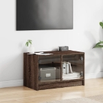 Mobile Porta TV con Ante in Vetro Rovere Marrone 68x37x42 cm