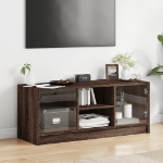 Mobile Porta TV con Ante in Vetro Rovere Marrone 102x37x42 cm