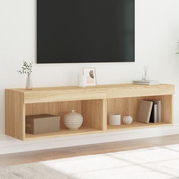 Mobili TV con Luci LED 2pz Rovere Sonoma 60x30x30 cm