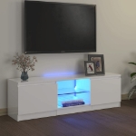 Mobile Porta TV con Luci LED Bianco Lucido 120x30x35,5 cm