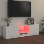 Mobile Porta TV con Luci LED Bianco Lucido 120x30x35,5 cm