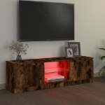 Mobile Porta TV con Luci LED Rovere Fumo 120x30x35,5 cm