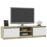 Mobile TV Bianco Rovere Sonoma 140x40x35,5 cm Legno Multistrato