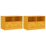 Mobili TV 2 pz Giallo Senape 67x39x44 cm in Acciaio