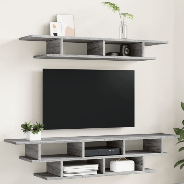 Mobili TV a Muro Grigio Sonoma in Legno Multistrato