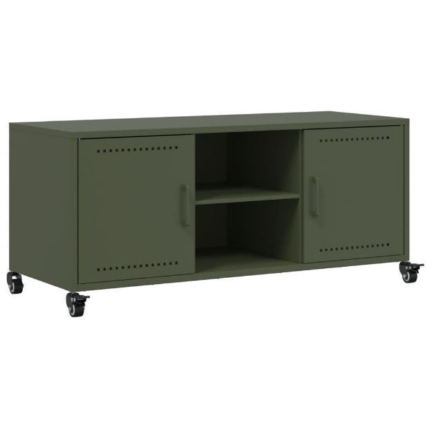 Mobile TV Verde Oliva 100,5x39x43,5 cm in Acciaio