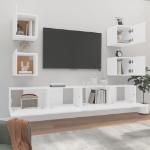 Set di Mobili Porta TV 6 pz Bianco in Legno Multistrato