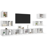 Set Mobili Porta TV 8 pz Bianco in Legno Multistrato