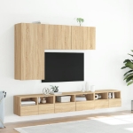 Mobili TV a Muro 5pz Rovere Sonoma in Legno Multistrato