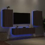 Mobili TV a Muro con LED 4pz Rovere Marrone Legno Multistrato