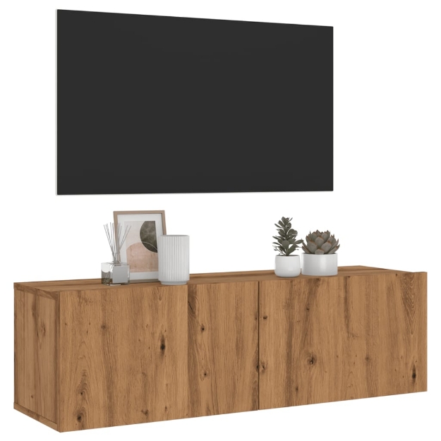 Mobile TV a Parete Rovere Artigianale 100x30x30cm in Truciolato