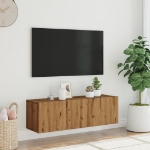 Mobile TV a Parete Rovere Artigianale 100x30x30cm in Truciolato