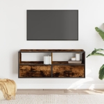 Mobile TV Rovere Fumo 100x31x39,5cm Legno Multistrato e Metallo