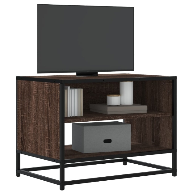 Mobile TV Rovere Marrone 61x40x46 cm Legno Multistrato Metallo