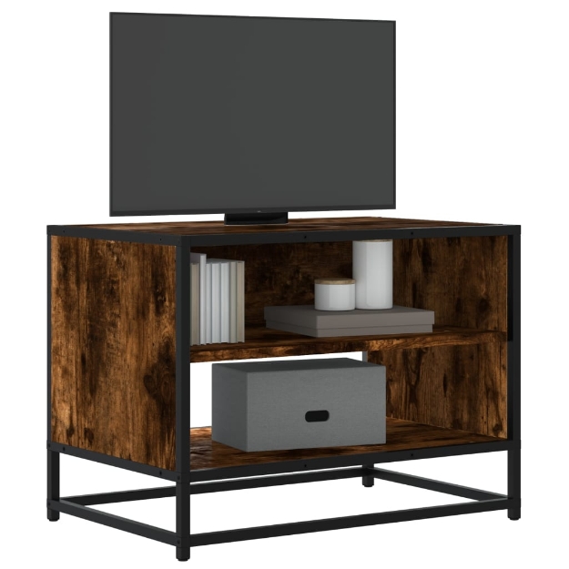 Mobile TV Rovere Fumo 61x40x46 cm Legno Multistrato e Metallo