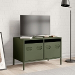 Mobile TV Verde Oliva 68x39x43,5cm in Acciaio Laminato a Freddo