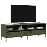 Mobile TV Verde Oliva 135x39x43,5cm Acciaio Laminato a Freddo