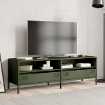 Mobile TV Verde Oliva 135x39x43,5cm Acciaio Laminato a Freddo