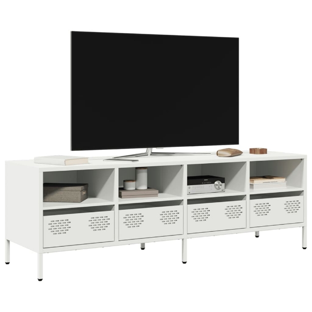 Mobile TV Bianco 135x39x43,5 cm in Acciaio Laminato a Freddo