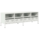 Mobile TV Bianco 135x39x43,5 cm in Acciaio Laminato a Freddo