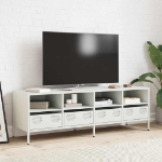 Mobile TV Bianco 135x39x43,5 cm in Acciaio Laminato a Freddo