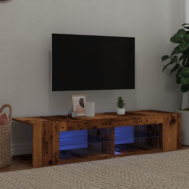 Mobile Porta TV con LED Legno Antico 135x39x30 cm Truciolato