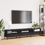 Mobile TV Nero 202x39x43,5 cm in Acciaio Laminato a Freddo