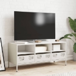 Mobile TV Bianco 101,5x39x43,5 cm in Acciaio Laminato a Freddo