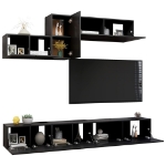 Set di Mobili Porta TV 6 pz Nero in Legno Multistrato