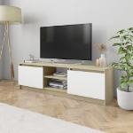 Mobile TV Bianco Rovere Sonoma 120x30x35,5 cm Legno Multistrato