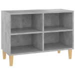 Mobile TV con Gambe Legno Massello Grigio Cemento 69,5x30x50 cm