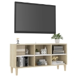 Mobile TV Gambe Legno Massello Bianco Rovere Sonoma 103,5x30x50